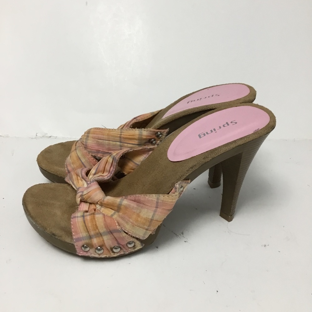 Spring High Heel Open Toe Slide Ons